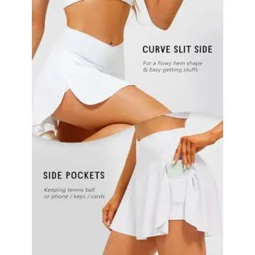 TZLDN Tennis Outfits Woemn Skirt Sets 2 Piece Crossover High Waisted Golf Athletic Skorts with Pockets Polo Crop Tops Workout Set White - Small