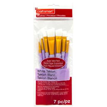 White Taklon Angular Brushes Super Value Pack By Craft Smart 7 piece