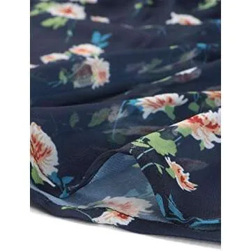 Allegra K Floral Smocked Waist Ruffled Chiffon Dress