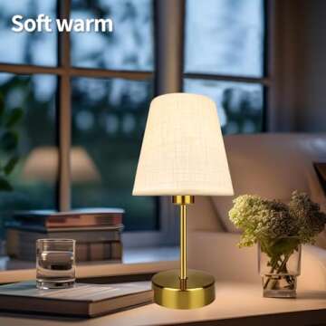BLUEYE Mini Rechargeable Table Lamp,Remotte Control,Soft Warm 2700K-6000K,Dimmable,Timer,Flicker-Free,White Shade,Center Piece Deco,Cordless Kid Night Light for Bedside,Entryway,Bedroom