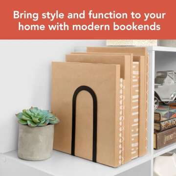 Spectrum Elements Book Ends for Shelves, Large- Decorative Bookends Book Shelf Organizer for Heavy &...