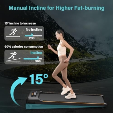 Compact Walking Pad - Manual Incline Treadmill for Home