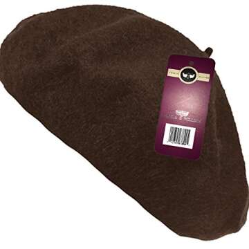 Classic WW004 Winter 100% Wool Warm French Art Basque Beret Tam Beanie Hat Cap (Brown)