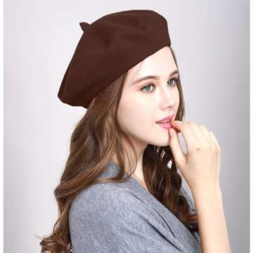 Classic WW004 Winter 100% Wool Warm French Art Basque Beret Tam Beanie Hat Cap (Brown)