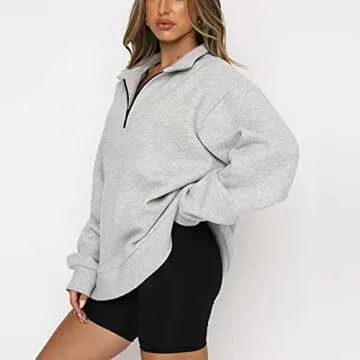 Trendy SAFRISIOR Women’s Oversized Half Zip Sweatshirt