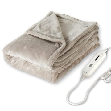 Tefici Electric Heated Blanket Throw - Soft Flannel, Cozy Warmth, Auto Off