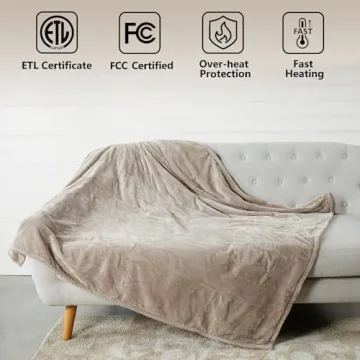 Tefici Electric Heated Blanket Throw with 3 Heating Levels