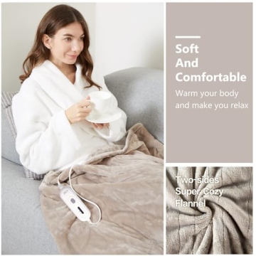Tefici Electric Heated Blanket Throw with 3 Heating Levels