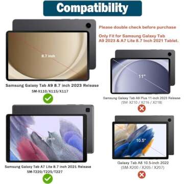 AVAWO Kids Case for Samsung Galaxy Tab A9 8.7 2023/ A7 Lite 8.7 Inch 2021, with Strap, Shockproof Lightweight Handle Stand 2021(SM-T220/T225/T227)/2023(SM-X110/X115/X117), Blue