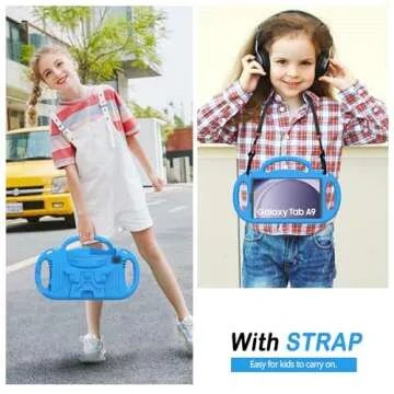 AVAWO Kids Case for Samsung Galaxy Tab A9 8.7 2023/ A7 Lite 8.7 Inch 2021, with Strap, Shockproof Lightweight Handle Stand 2021(SM-T220/T225/T227)/2023(SM-X110/X115/X117), Blue