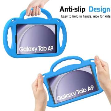 AVAWO Kids Case for Samsung Galaxy Tab A9 8.7 2023/ A7 Lite 8.7 Inch 2021, with Strap, Shockproof Lightweight Handle Stand 2021(SM-T220/T225/T227)/2023(SM-X110/X115/X117), Blue