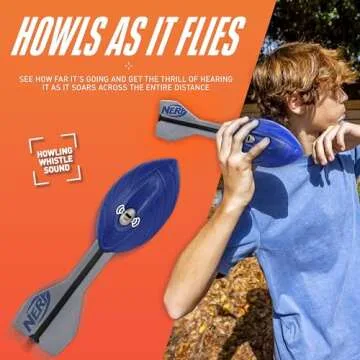 Nerf Vortex Aero Howler Foam Ball – Classic Long-Distance Football - Flight-Optimizing Tail - Hand Grip – Indoor and Outdoor Fun (Blue)