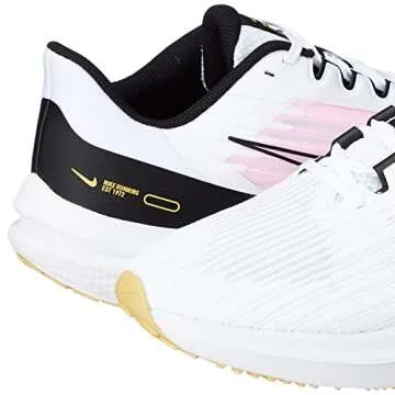 NIKE Women's Sneaker, White Pink Spell Black Wheat Gold, 8.5