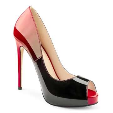 Eithy Women's Thin High Heels Pumps Platforms Shoes for Party Daily Wears Red Black 7.5 US