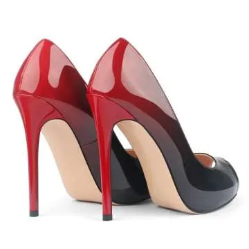 Eithy Women's Thin High Heels Pumps Platforms Shoes for Party Daily Wears Red Black 7.5 US
