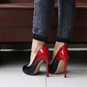 Eithy Women's Thin High Heels Pumps Platforms Shoes for Party Daily Wears Red Black 7.5 US