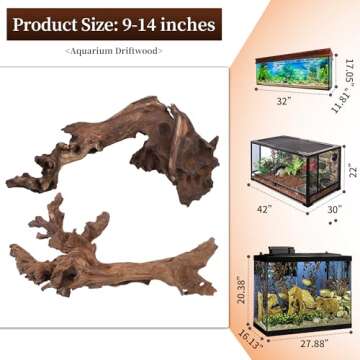 majoywoo Natural Large Coral Driftwood for Aquarium Decor Reptile Decor, Assorted Driftwood Branch 9-14" 2 Pcs, Fish Tank Decoration…