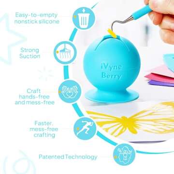 iVyne Berry Suctioned Vinyl Weeding Scrap Collector & Holder for Weeding Tools for Vinyl - Blue