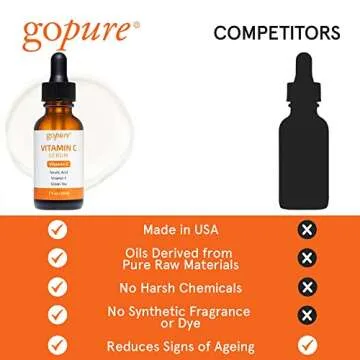 goPure Vitamin C Serum for Face - Radiance-Boosting Face Serum for Glowing Skin, Formulated with Antioxidants Vitamin C and Ferulic Acid to Support more Even-Toned and Brighter-Looking Skin - 1 fl oz