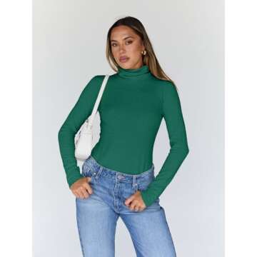 Trendy Queen Women's Turtleneck Long Sleeve Shirts Fall Fashion BasicThermal Underwear Tops Winter C...