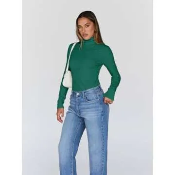 Trendy Queen Women's Turtleneck Long Sleeve Shirt Fall Fashion