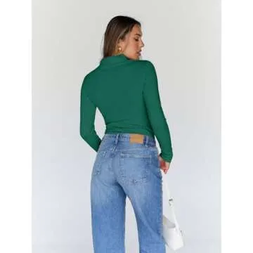 Trendy Queen Women's Turtleneck Long Sleeve Shirt Fall Fashion