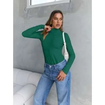 Trendy Queen Women's Turtleneck Long Sleeve Shirt Fall Fashion