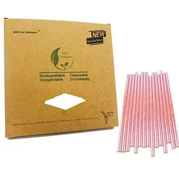 Eco-Friendly Iridescent Pink Paper Straws 100 Count for Events and Celebrations