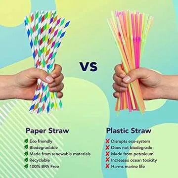 Iridescent Pink Disposable Paper Straws - Eco-Friendly & Chic
