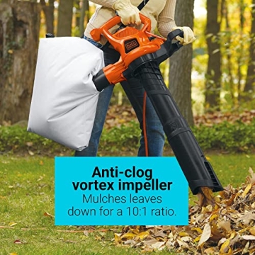 BLACK+DECKER 3-in-1 Leaf Blower Vacuum Mulcher 230 MPH