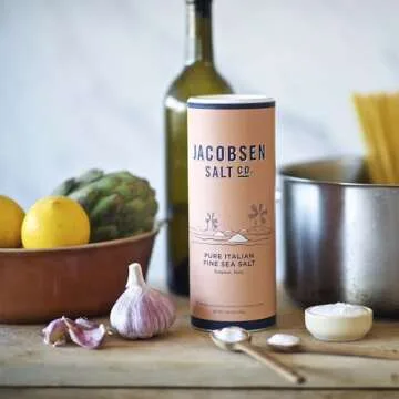 Jacobsen Salt Co. Pure Italian Fine Grain Sea Salt - Real Sea Salt for Cooking, Baking, or Pickling, Gourmet Seasoning, Harvested in Italy - 1.8 lb