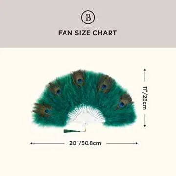 BABEYOND Marabou Feather Fan 20s Vintage Folding Fan Flapper Hand Fan for Costume Dancing Show Tea Party Wedding Decoration (Peacock Dark Green)