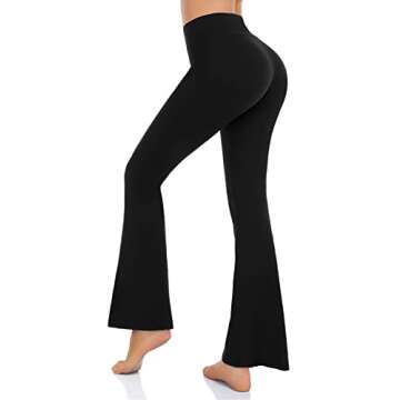 Women’s Bootcut Yoga Pants Tummy Control Flare Leggings High Waist Crossover Lounge Bell Bottom Jazz Dress Baseball Pants Black