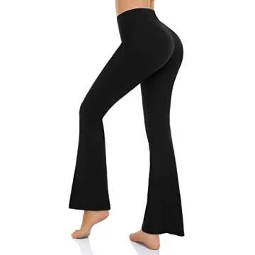 Women’s Bootcut Yoga Pants Tummy Control Flare Leggings High Waist Crossover Lounge Bell Bottom Jazz Dress Baseball Pants Black
