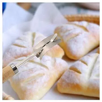 Bread Lame Slashing Tool, Dough Scoring Knife with 15 Razor Blades and a Protective Leather Cover, Hand Crafted Bread Lame Dough Scoring Tool for Sourdough Bread Baking