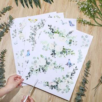 4 Sheets Rub on Transfers 16 x 12 Inches Sunflower Rose Eucalyptus Furniture Rub on Transfers Stickers for Crafts Wood Furniture Fabric Journal Envelope Scrapbooking (Eucalyptus Style)