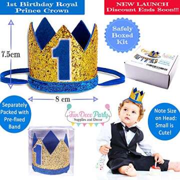 1st Birthday Baby Boy Royal Decorations - Boys Highchair Burlap Decoration Supplies Set, First Blue ...