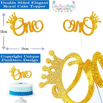 1st Birthday Baby Boy Royal Decorations Set for Parties