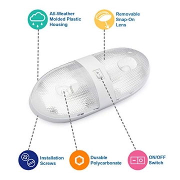Lumitronics Ceiling Dome Light for Camper - Easy Installation