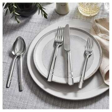 Henckels Madison Square 65-piece Flatware Set,18/10 Stainless Steel, Silver