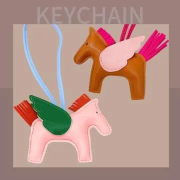 ODYQIG Bag Charms for Handbags Leather Purse Charms for Women Cute Animals Car Accessories Keychains,Pink+Brown2