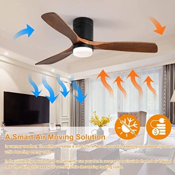 52'' Low Profile Ceiling Fan with Remote & LED Light