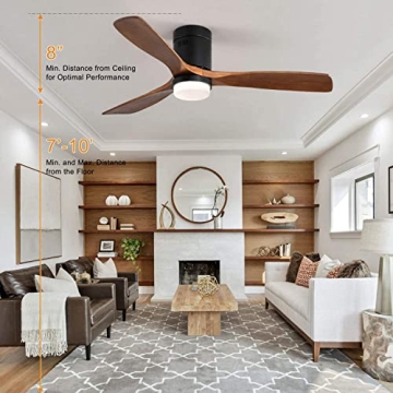 52'' Low Profile Ceiling Fan with Remote & LED Light