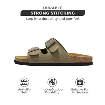 Project Cloud 100% Genuine Leather Mens Sandals with Memory Foam - Men Footwear & Slides for Men with Cork Footbed - Flip Flops for Men with Straps - Non-Slip Sandals Men (Arizona, Taupe, 13)
