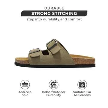 Project Cloud 100% Genuine Leather Mens Sandals with Memory Foam - Men Footwear & Slides for Men with Cork Footbed - Flip Flops for Men with Straps - Non-Slip Sandals Men (Arizona, Taupe, 13)