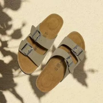 Project Cloud 100% Genuine Leather Mens Sandals with Memory Foam - Men Footwear & Slides for Men with Cork Footbed - Flip Flops for Men with Straps - Non-Slip Sandals Men (Arizona, Taupe, 13)