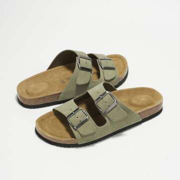 Project Cloud 100% Genuine Leather Mens Sandals with Memory Foam - Men Footwear & Slides for Men with Cork Footbed - Flip Flops for Men with Straps - Non-Slip Sandals Men (Arizona, Taupe, 13)