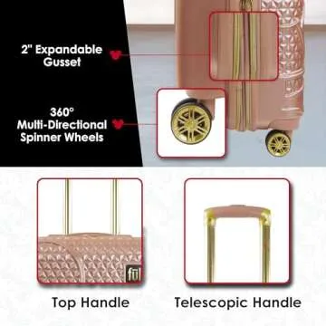 FUL Disney Mickey Mouse Carry On Luggage, 21 Inch Rose Gold