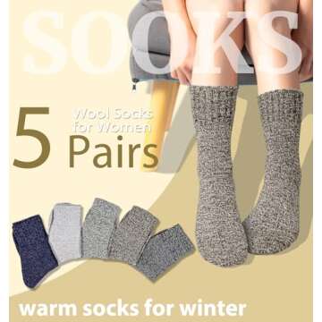 YSense Women's Wool Socks - Warm Winter Essentials