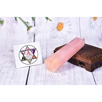 AMOYSTONE Rose Quartz Healing Crystal Wand for Chakra